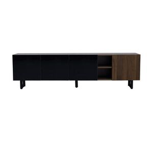 OKWISH TV stolek 180/38/50 cm černá a přírodní z MDF a PB s úložným prostorem obraz