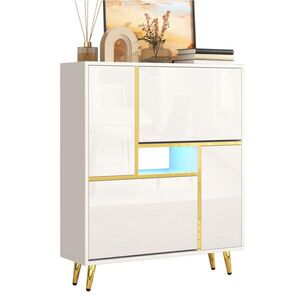 OKWISH BOTNÍK 80/25/96 cm bílý z dřevotřísky s vysokým leskem a LED osvětlením ovládaným přes aplikaci obraz