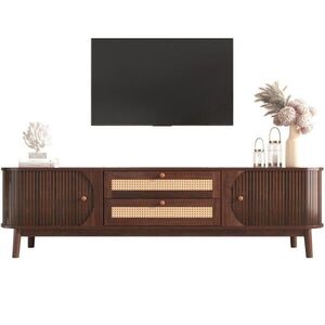 OKWISH TV stolek 170/46/39, 5 cm přírodní z MDF s dvířky a zásuvkami obraz