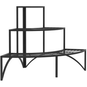Modfu KVĚTINOVÝ stojan z kovu 87x60x60 cm černý trojúhelníkový, tříúrovňový, stabilní a úsporný obraz