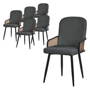 ML-DESIGN JÍDELNÍ ŽIDLE, sada 6 ks, antracitové s látkovým potahem v ratanovém vzhledu obraz