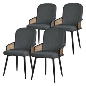 ML-DESIGN JEDÁLENSKÉ ŽIDLE, sada 4 ks, antracitová s látkovým potahem v ratanovém vzhledu obraz