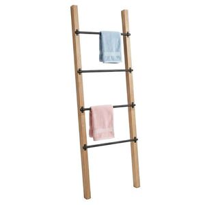 Relaxdays ŽEBŘÍK NA RUČNÍKY Přírodní Černý 4 příčky 160 cm obraz