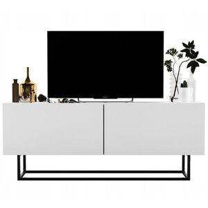 Meble Lindner TV stolek Enjoy Bílá mat 120 cm s kovovým rámem obraz