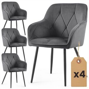 RAUMHIRSCH FURNITURE ČALOUNĚNÁ ŽIDLE, sada 4 ks, kovové nohy grafitové, černá 54, 5/82, 5/58 obraz