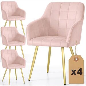 RAUMHIRSCH FURNITURE ČALOUNĚNÁ ŽIDLE, sada 4 ks, kovové nohy, růžová, zlatá 54/82/58 obraz