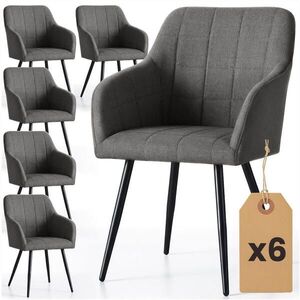 RAUMHIRSCH FURNITURE ČALOUNĚNÁ ŽIDLE, sada 6 ks, kovové nohy grafitová, černá, x 54/82/58 obraz