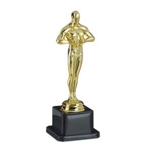 Relaxdays TROFEJ Zlatá Černá plast s vavřínovým věncem 18, 5 cm obraz