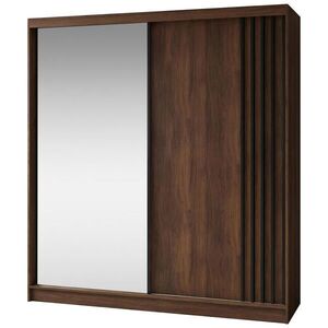 Beautysofa SKŘÍŇ S POSUVNÝMI DVEŘMI Nela II se zásuvkami a zrcadlem, 200 / 216 / 61 cm, ořech + černá obraz