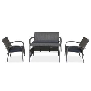 Beautysofa ZAHRADNÍ SADA Montero, pohovka, 2 křesla a stolek s tvrzeným sklem, kov + technoratan obraz