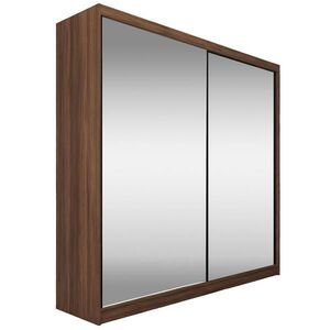 Beautysofa SKŘÍŇ S POSUVNÝMI DVEŘMI Debra II se zásuvkami a zrcadlem, 200 / 216 / 61 cm, ořech obraz