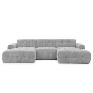 luma-home SEDACÍ SOUPRAVA ve tvaru písmene U s rafinovaným prošíváním, 6místná, 323 × 161 × 79 cm (Š×H×V), čalounění ze ženilky ve světle šedé barvě / obraz