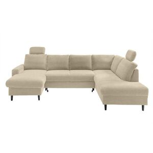 luma-home SEDACÍ SOUPRAVA s funkcí lůžka, úložný prostor pod postelí, pružinová matrace, 2 opěrky hlavy, 305 × 200 × 88 cm (Š×H×V), manšestr béžovo-še obraz
