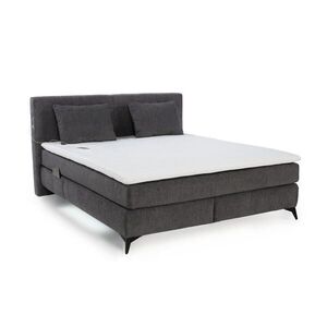 luma-home POSTEL s boxspringem 180 × 200 cm, 7zónová matrace s kapesními pružinami typu „tonneau“ H3, topper, ženilka tmavě šedá / 20046 obraz