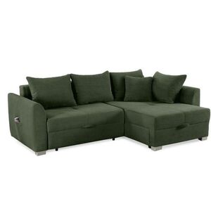 luma-home ROHOVÁ POHOVKA s funkcí rozkládání a úložným prostorem, 236 × 160 × 81 cm (Š×H×V), ležecká plocha 142 × 202 cm, zelený manšestr / 15207 obraz