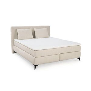 luma-home POSTEL s boxspringem 160 × 200 cm, 7zónová matrace s kapesními pružinami typu „tonneau“ H3, topper, béžová ženilka / 20013 obraz
