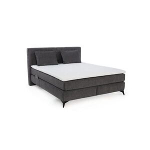 luma-home POSTEL s boxspringem 160 × 200 cm, 7zónová matrace s kapesními pružinami typu „tonneau“ H3+H4, topper, ženilka tmavě šedá / 20044 obraz