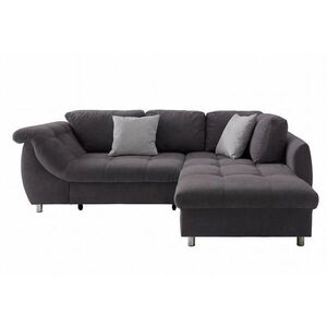 luma-home ROHOVÁ POHOVKA s funkcí rozkládání, vlnovým pružením, otomanem vpravo, 250 × 190 × 84 cm (Š×H×V), mikrovlákno antracitová barva / 17007 obraz