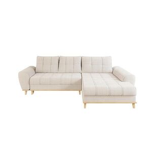 luma-home ROHOVÁ POHOVKA ve skandinávském stylu, rozkládací, 268 × 175 × 86 cm (Š×H×V), otoman vpravo, bouclé-chenille látka v béžové barvě / 21013 obraz
