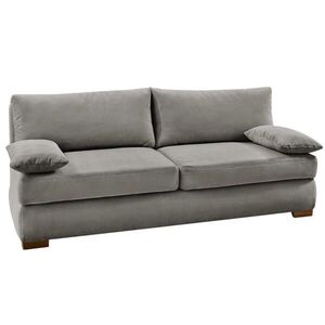 luma-home ROZKLÁDACÍ POHOVKA s pružinovým jádrem, topperem a úložným prostorem, Š201/H110/V88 cm, ležecká plocha 160×200 cm, jemný kord světle šedý / obraz