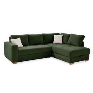 luma-home ROHOVÁ POHOVKA – PRO DLOUHODOBÉ SPÁNÍ: Boxspring, pružinová matrace, topper, úložný prostor, 257 × 206 × 85 cm (Š×H×V), zelený kord / 15213 obraz