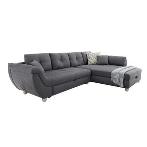 luma-home ROHOVÁ POHOVKA s funkcí rozkládání a velkým úložným prostorem, 330 × 207 × 90 cm (Š×H×V), ležecká plocha 153 × 270 cm, mikrovlákno, šedá / 1 obraz