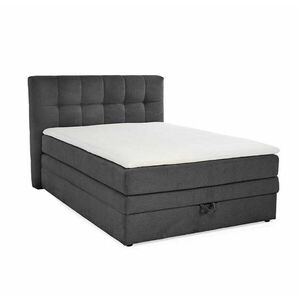 luma-home POSTEL s boxspringem 140 × 200 cm, 7zónová matrace s kapesními pružinami typu „tonneau“ H3, topper, manšestr tmavě šedý / 20035 obraz