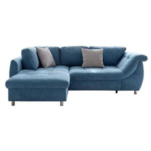 luma-home ROHOVÁ POHOVKA s funkcí rozkládání, vlnovým pružinovým jádrem, otomanem vlevo, 250 × 190 × 84 cm (Š×H×V), mikrovlákno, modrá / 17108 obraz