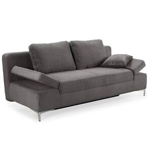 luma-home ROZKLÁDACÍ POHOVKA s úložným prostorem, pružinovým jádrem, nastavitelnými opěrkami, Š202/H103/V89 cm, manšestr tmavě šedý / 15204 obraz