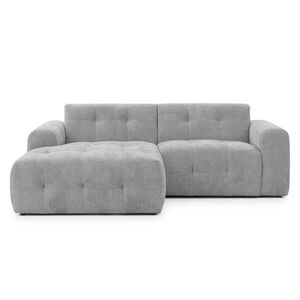 luma-home ROHOVÁ POHOVKA s otomanem vlevo, rafinovaným prošíváním, vlnovým pružinovým jádrem, Š234/H161/V79 cm, potah ze ženilky ve světle šedé barvě obraz