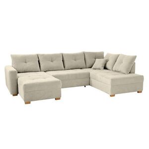 luma-home SEDACÍ SOUPRAVA s funkcí lůžka a úložným prostorem pod postelí, tvar písmene U, 313 × 200 × 92 cm (Š×H×V), béžovo-šedý kord / 15218 obraz