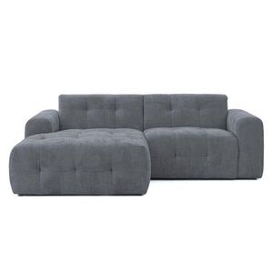 luma-home ROHOVÁ POHOVKA s otomanem vlevo, rafinovaným prošíváním, vlnovým pružinovým jádrem, 234 × 161 × 79 cm (Š×H×V), potah ze ženilky v šedé barvě obraz