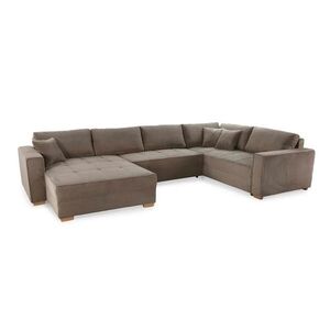 luma-home SEDACÍ SOUPRAVA, spací funkce, úložný prostor pod postelí, pružinová matrace, tvar písmene U, 379 × 227 × 86 cm (Š×H×V), manšestr hnědá taup obraz