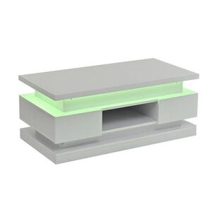 OKWISH KONFERENČNÍ stolek 100/50/40 cm bílý z dřevotřísky s výškově nastavitelnou deskou, LED a úložným prostorem obraz
