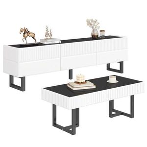 OKWISH OBÝVACÍ sestava 170/35/47 a 110/50, 5/41 cm černá a bílá z MDF a dřevotřísky s úložným prostorem obraz