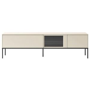 Selsey TV stolek Bellezo s osvětlenou prosklenou vitrínou Krémová 196/55/41 cm obraz