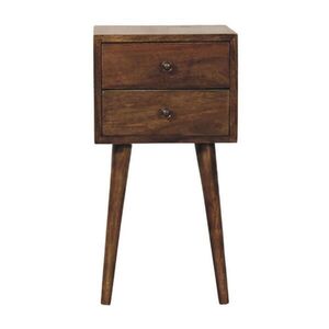 Artisan Furniture NOČNÍ STOLEK z masivního dřeva, 2 zásuvky, klasická šedá obraz