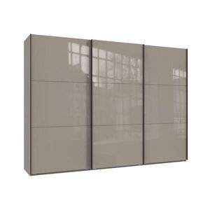 luma-home SKŘÍŇ S POSUVNÝMI DVEŘMI, 3dveřová, 300 × 216 × 65 cm (Š×V×H), v pískově šedé barvě se skleněnými čely, včetně kompletního vybavení / 22037 obraz