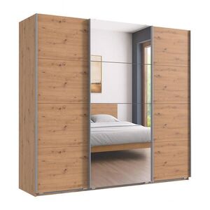 luma-home SKŘÍŇ S POSUVNÝMI DVEŘMI, 3dveřová, šířka 225 cm, výška 208 cm, hloubka 64 cm, dekor dub Artisan, s jedním zrcadlovým křídlem / 22520 obraz
