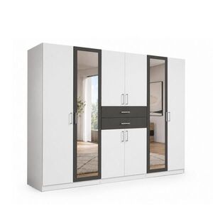 luma-home SKŘÍŇ S OTOČNÝMI DVEŘMI Š270/V208/H58 cm, bílá s grafitovými akcenty, se 2 zrcadlovými dveřmi a zásuvkami / 22594 obraz