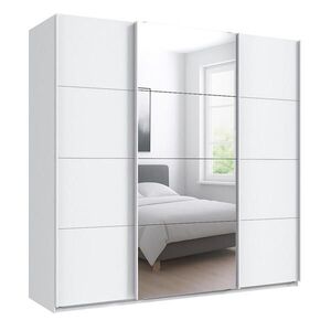 luma-home SKŘÍŇ S POSUVNÝMI DVEŘMI, 3dveřová, šířka 225 cm, výška 236 cm, hloubka 64 cm, extra vysoká, bílá, s jedním zrcadlovým křídlem / 22539 obraz