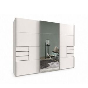 luma-home SKŘÍŇ S POSUVNÝMI DVEŘMI, 3dveřová, šířka 270 cm, výška 208 cm, hloubka 64 cm, bílá, s jedním zrcadlovým křídlem, se zásuvkami / 22613 obraz