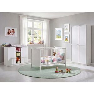 luma-home 3DÍLNÁ SADA do dětského pokoje: dětská postýlka, přebalovací komoda a dvoudveřová skříň, Š90/V197/H58 cm, systém Soft-Close, bílá / 22801 obraz