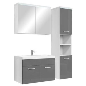 Badplaats KOUPELNOVÁ SESTAVA Paso LED 4 díly bílá s vysoký lesk šedá - 80 x 35 x 55 cm obraz