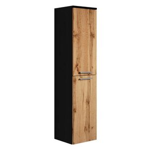 Badplaats KOUPELNOVÁ SKŘÍŇKA Saturnus se 2 dveřmi černá / dub - 35 x 35 x 130 cm obraz