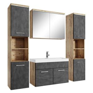 Badplaats KOUPELNOVÁ SESTAVA Paso LED 5 díly kaštanový dub / šedá - 80 x 35 x 55 cm obraz