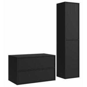 Badplaats KOUPELNOVÁ SESTAVA Mali 80 cm matná černá - s vysokou skříňkou - 80 x 46 x 54 cm obraz