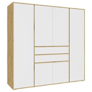 Livetastic ŠATNÍ SKŘÍŇ S OTOČNÝMI DVEŘMI, bílá, dub artisan, 197/194/56 cm obraz