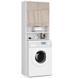 RAUMHIRSCH FURNITURE SKŘÍŇ NA PRAČKU se dvěma dvířky, 64 × 30 × 190 cm bílá, cappuccino obraz