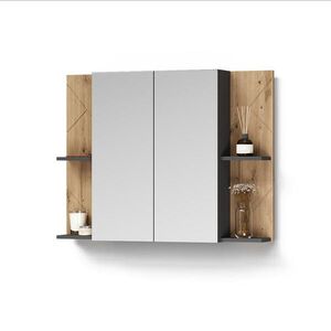 Livinity® KOUPELNOVÁ ZRCADLOVÁ SKŘÍŇKA Ronco, Antracit/Řemeslný dub, 100 x 75 cm se 2 dveřmi obraz
